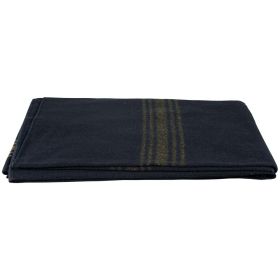 MUSTARD-STRIPED NAVY WOOL BLANKET