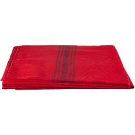 NAVY-STRIPED RED WOOL BLANKET