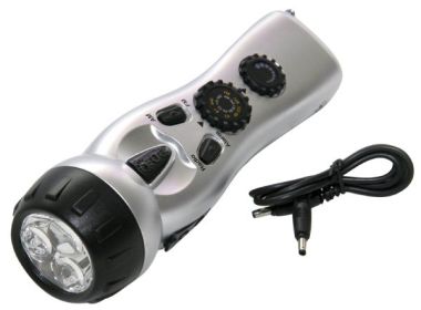 Dynamo Flashlight with Am/Fm Radio Siren and Cell Phone Charger