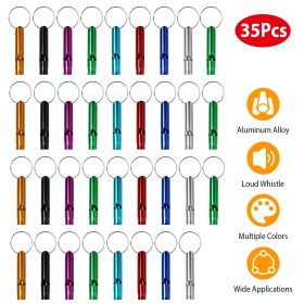 35Pcs Emergency Whistles Extra Loud Aluminum Alloy Whistle with Key Chain Ring for Camping Hiking Hunting Outdoor Sports Emergency Situations