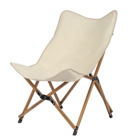 Folding Outdoor Camping Chair; Portable Stool for Fishing Picnic BBQ; Ultra Light Aluminum Frame with Wood Grain Accent; Khaki