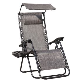 Lounge Chair Adjustable Recliner w/Pillow Outdoor Camp Chair for Poolside Backyard Beach, Support 300lbs