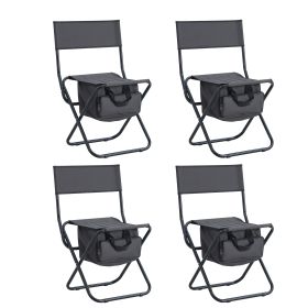 4-piece Folding Outdoor Chair with Storage Bag; Portable Chair for indoor; Outdoor Camping; Picnics and Fishing; Grey