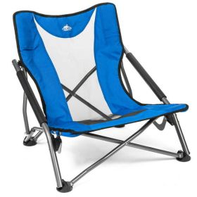 Compact Low Profile Outdoor Folding Camp Chair with Carry Case - Royal Blue
