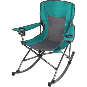 Foldable Comfort Camp Rocking Chair, Green, 300 Lbs Capacity, Adult
