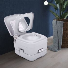 Lightweight Portable Toilet, 2.6 Gallon Flushable Camping Toilet, Sanitary Outdoor Travel Toilet for Tents Boats Semi Trucks RV Campers, Gray XH