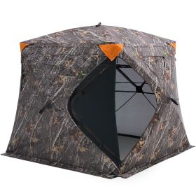 Hunting Blind, 270Â° See Through Ground Blind, 4-5 Person Pop Up Deer Blind for Hunting with Carrying Bag, Portable Resilient Hunting Tent