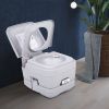 Lightweight Portable Toilet;  2.6 Gallon Flushable Camping Toilet;  Sanitary Outdoor Travel Toilet for Tents Boats Semi Trucks RV Campers;  Gray