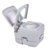 Lightweight Portable Toilet, 2.6 Gallon Flushable Camping Toilet, Sanitary Outdoor Travel Toilet for Tents Boats Semi Trucks RV Campers, Gray XH