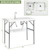 101*65.5*92cm HDPE Rectangular With Wire Shelf Foldable Outdoor Fish CleaningTable White