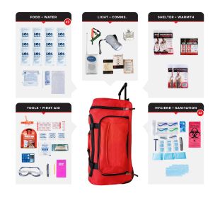 2 Person Essential Survival Kit (Option: Rolling Bag)