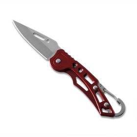 Outdoor Folding Portable Stainless Steel Self-defense Mini Key Knife (Option: Red)