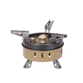 Portable Windproof Camping Cookout Gas Stove Holder Set (Color: Dark khaki)