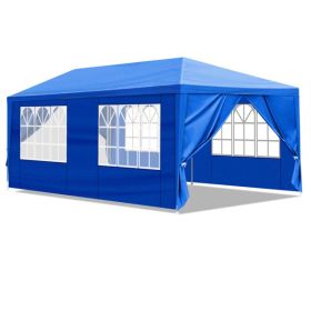 10'x20' Outdoor Party Tent With 6 Removable Sidewalls, Waterproof Canopy Patio Wedding Gazebo, Blue (Color: Blue)