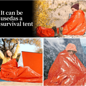 Portable Lightweight Emergency Sleeping Bag, Blanket, Tent (Option: Orange-Blanket)