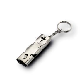 Stainless Whistle Double Tube Lifesaving Emergency SOS Outdoor Survival Whistle (Color: Silvery)