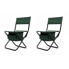 2-piece Folding Outdoor Chair with Storage Bag; Portable Chair for indoor; Outdoor Camping; Picnics and Fishing (Color: Green)