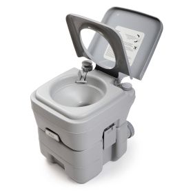 Travel  Outdoor 5 Gallon Camping Portable Toilet, Flush Potty (Color: Grey)