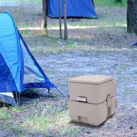 5 Gallon Portable Toilet, Flush Potty, Travel Camping Outdoor XH (Color: warm gray)