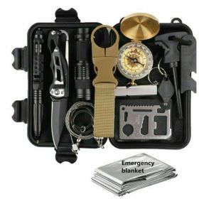 14-In-1 Outdoor Emergency Survival Kit Camping Hiking Tactical Gear Case Set Box (Option: A)