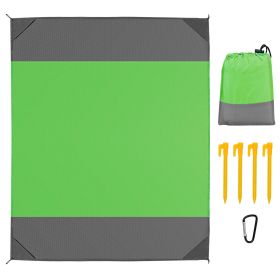 108x96.46in Sand Proof Picnic Blanket Water Resistant Foldable Camping Beach Mat (Color: Green)