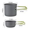 5Pcs Camping Cookware Mess Kit with Lightweight Aluminum Pot Bowl Forks Spoons Knives and Carry Mesh Bag for Outdoor Camping Hiking and Picnic